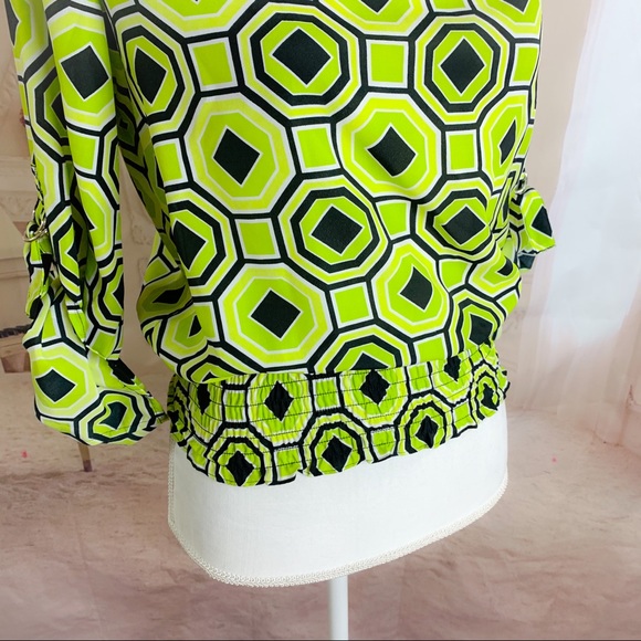 Michael Kors lime Green Diamond Print blouse - Picture 6 of 12